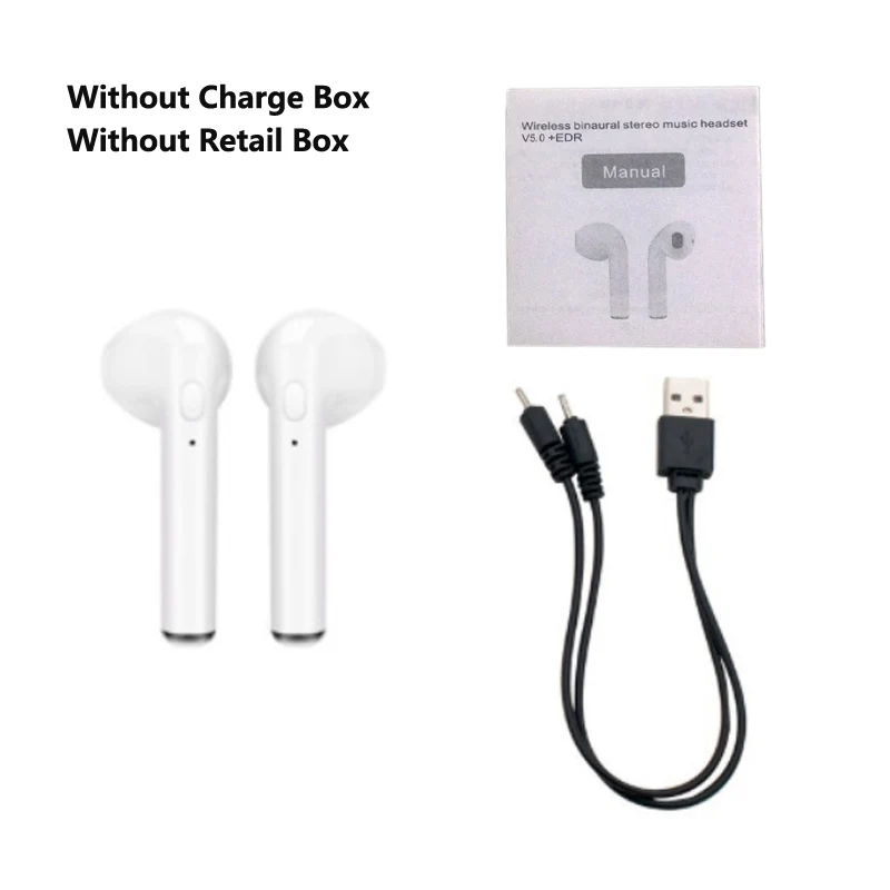 2 White No Box TWS i7S беспроводные наушники-вкладыши Bluetooth V5.0 гарнитура музыкальные наушники-вкладыши с зарядкой для iPhone Xiaomi всех смартфонов - Цвет: 2 White No Box