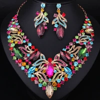 wedding jewelry african beads crystal rhinestones necklace earring set luxury bridal jewelry sets