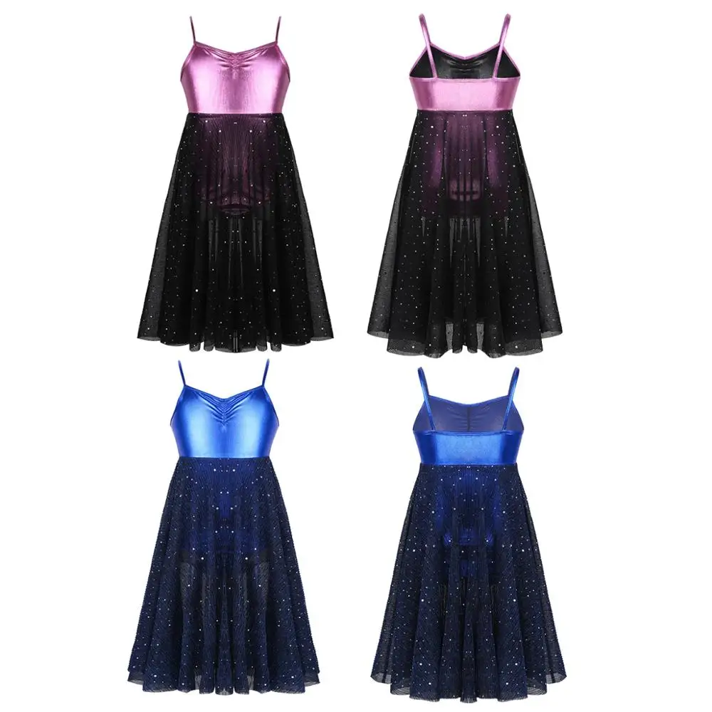 Детское блестящее Сетчатое балетное платье пачка с блестками для девочек