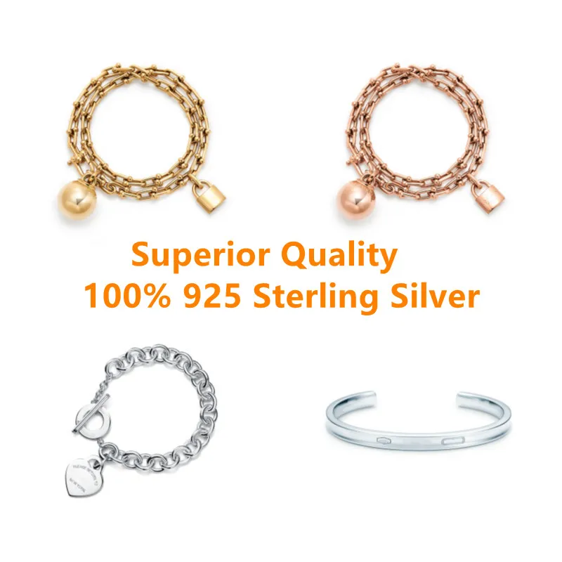 

925 Sterling Silver TF peach heart buckle bracelet women's boutique jewelry Christmas gift double Bracelet