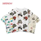 INPEPNOWколлекция 2020 года, детская футболка для мальчиков, футболки топы для девочек с машинками, хлопковые детские футболки , летняя белая футболка с короткими рукавами для детей возрастом от 3 до 8 лет , DX005