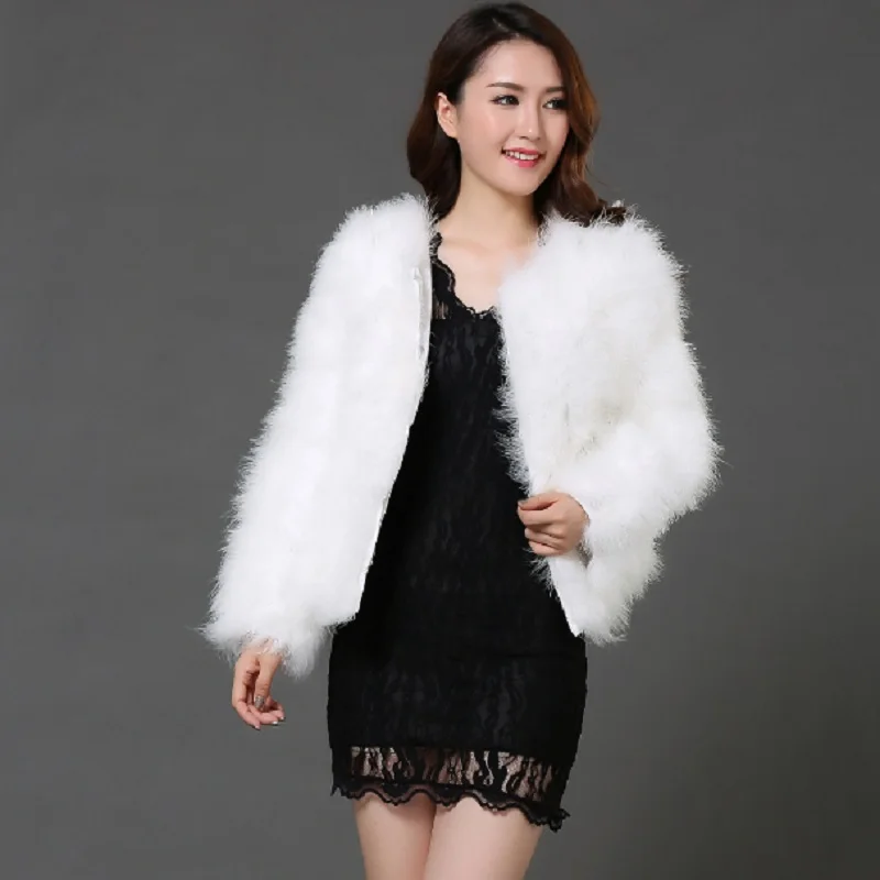 Новинка 2020 Женское пальто из натурального меха страуса карамельных цветов