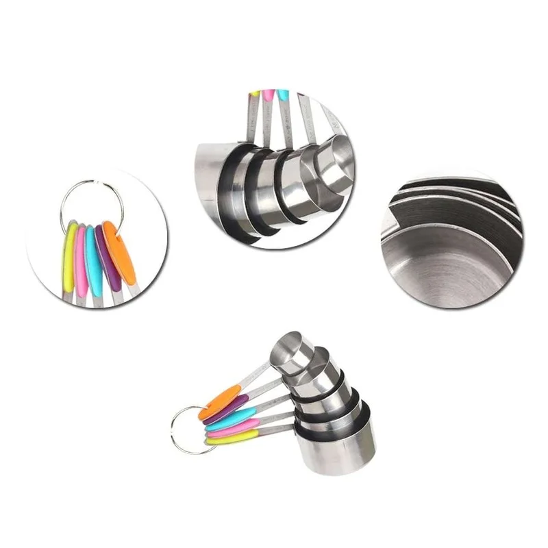 

5Pcs Set Kitchen Cooking Accessories Tea Coffee Measuring Spoon New Durable Stainless Steel Measuring Cup Measuring Tools
