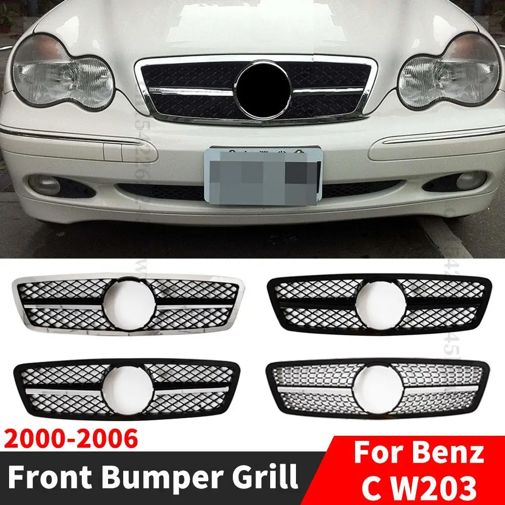 

Hood Mesh Front Bumper Grille Racing Grill For Mercedes Benz C class W203 2000-2006 200K Facelift Upper Tuning Modified Body Kit