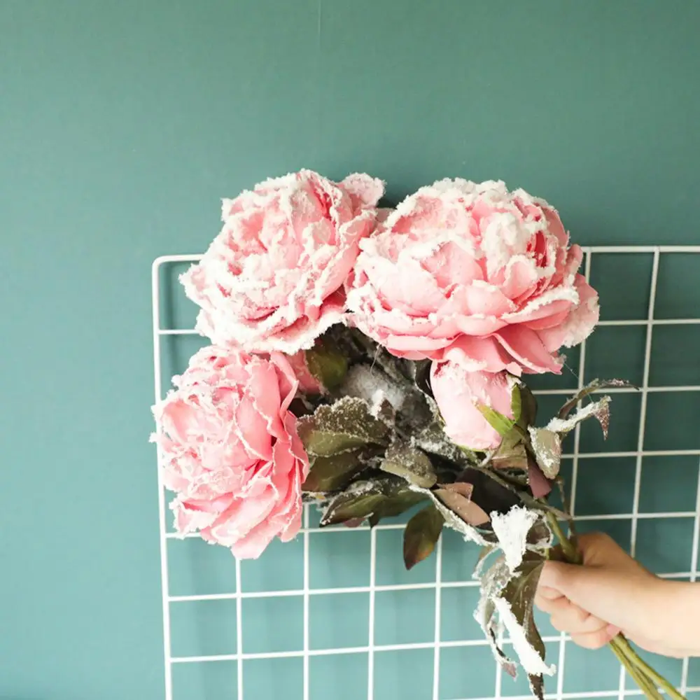 

DIY Christmas Snow Peony Silk Hydrangeas Artificial Flower Wedding Flower For Bride Hand Silk Blooming Peony Perfect Gift