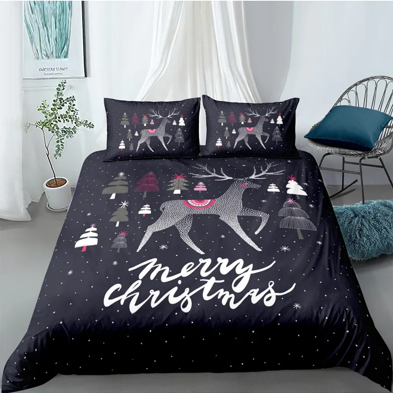 

Elk digital printing bedding three-piece microfiber suit Duvet Cover Sets