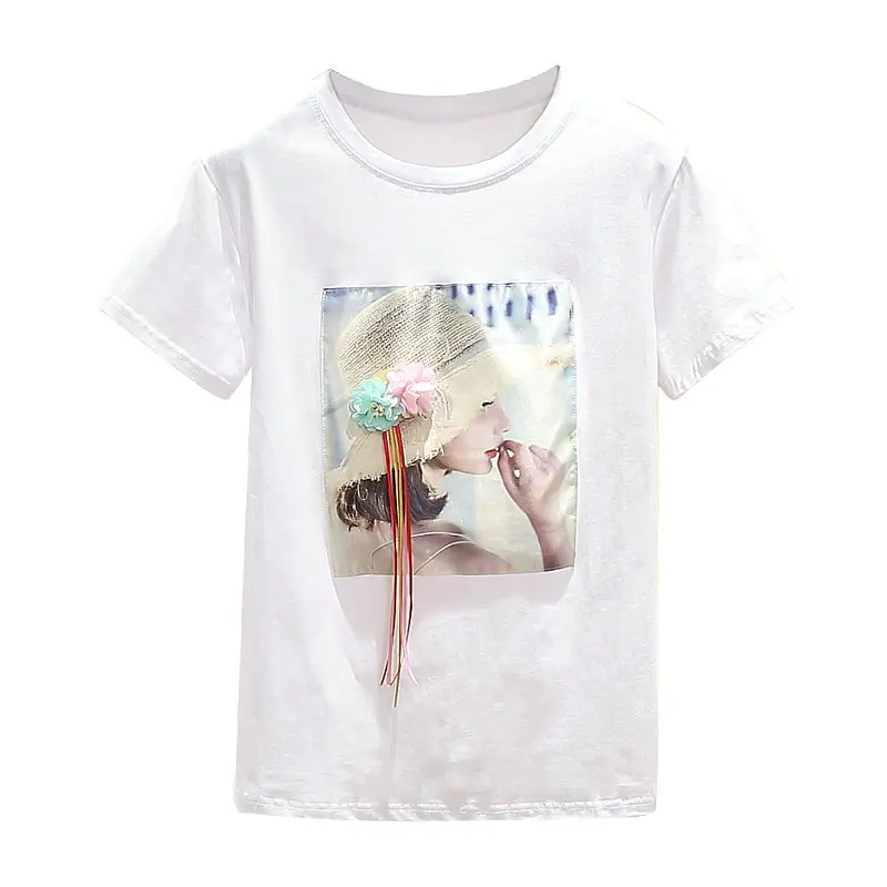 

White T shirt Women Tops Summer Plus Size Vintage Korean Clothes Woman Tshirt Short Sleeve Casual Black Tee Shirt Fashion 2020