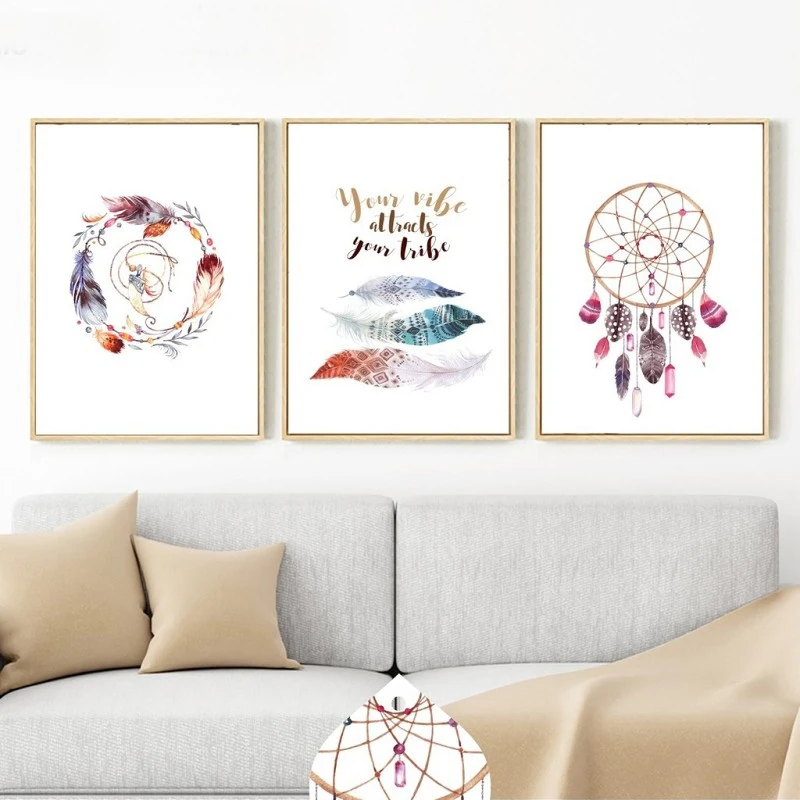 

Canvas Art Prints HD Water Color Indian Birds Feathers Scripture Quotes Canvas Poster Wall Art for Living Room Home Decor 4-37