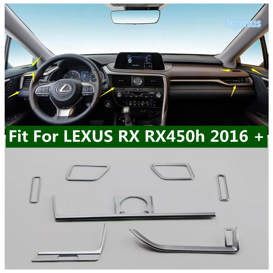 

Lapetus Interior 7 Pcs For LEXUS RX RX450h 2016 - 2021 Dashboard Air AC Vent Outlet Stripes Cover Trim Accessories