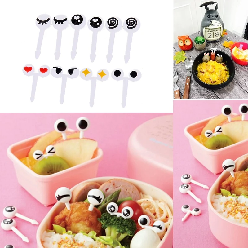 

16 Pcs Kitchen Utensils Mini Eye Fruit Fork Reusable Plastic Fruit Fork Accessories Kitchen Accessories with Boiled Egg Sushi Ri