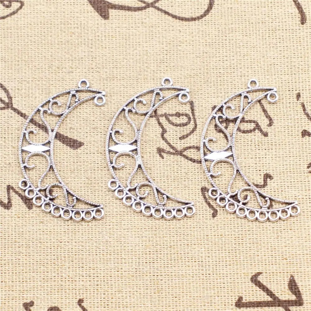 

5pcs 45x10mm Antique Silver Color Moon Earring Connector