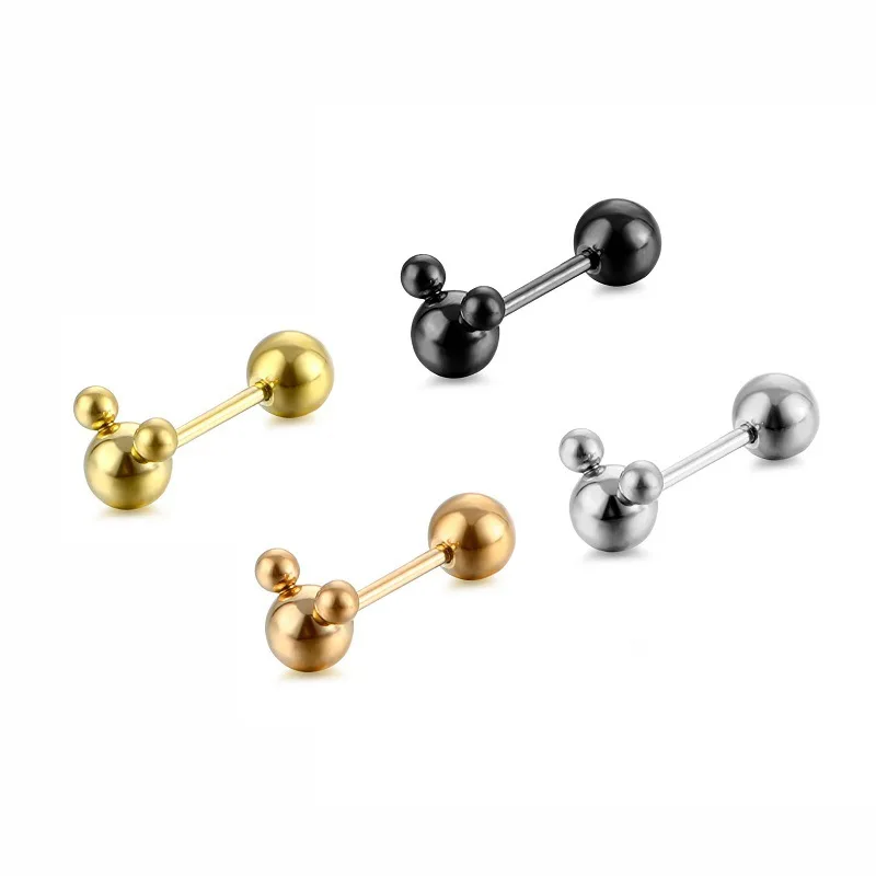 

2pcs Medical Titanium Steel Stud Earring Small Ball Screws Small Earrings Male Ear Piercing Body Jewelry