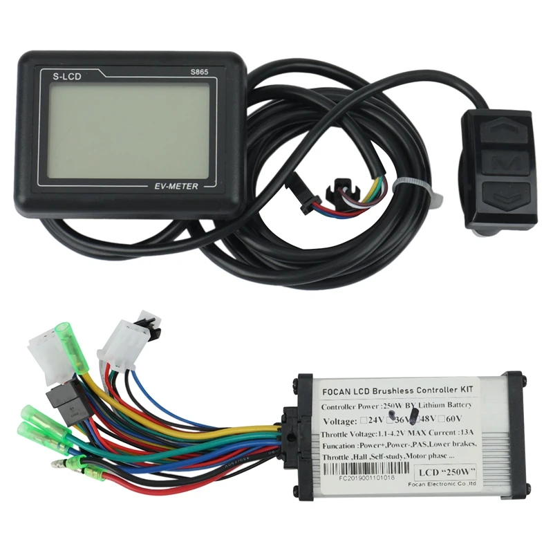 

250W ELectric Bike Scooter Controller with LCD S865 Display Speed for BLDC Motor Scooter E-Bike