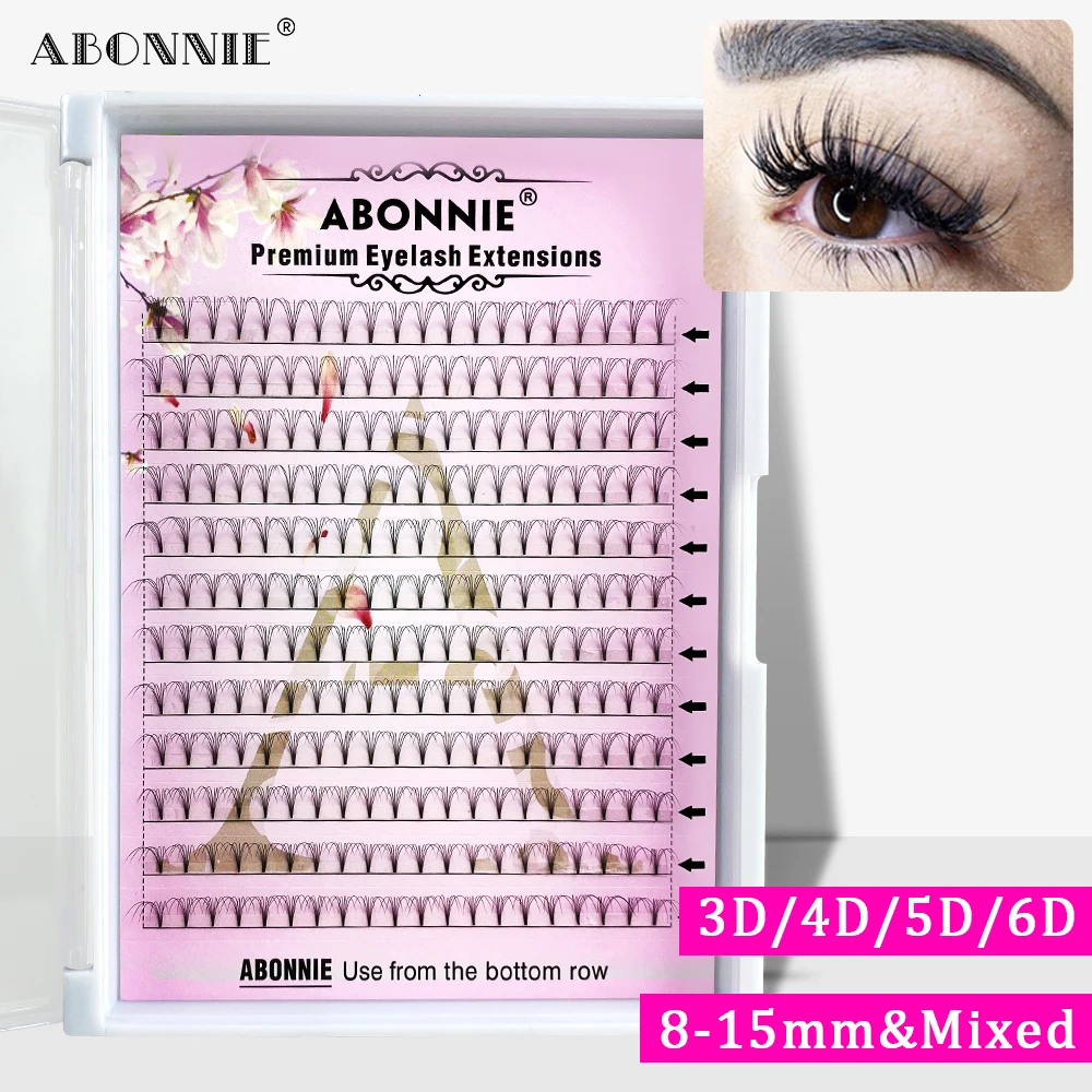Abonnie большие готовые ресницы для ресниц с коротким стволом 3d/4d/5d/6d красивые