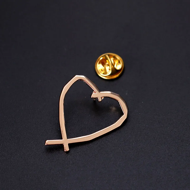 Simple Geometric Stick Figure Love Heart Brooch Pin Gold Metal Collar Needle Hat Accessories Small Gifts for Men Women Jewelry | Украшения