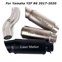 slip for yamaha r6 yzf r6 2017 2020 18 19 motorcycle exhaust system muffler tips mid link connect pipe 51mm
