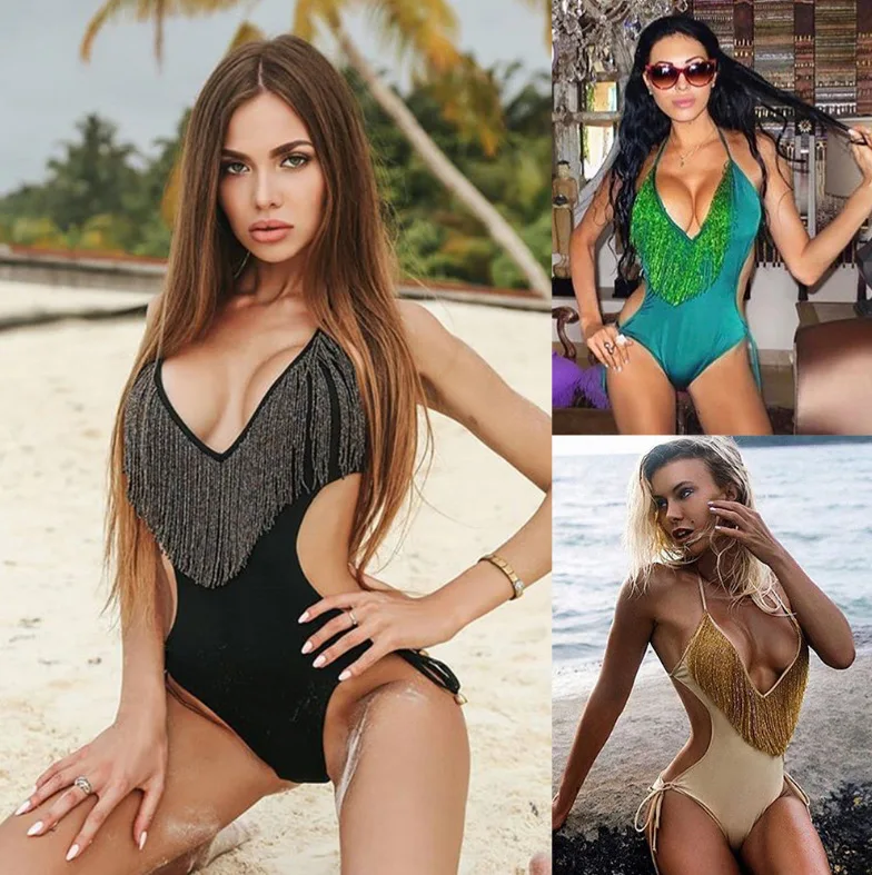 

New Jumpsuits for Women Swimming Bodysuit Fashion Summer Woman Tassel Sexy Women Rompers Cute Girls Love Bodysuit
