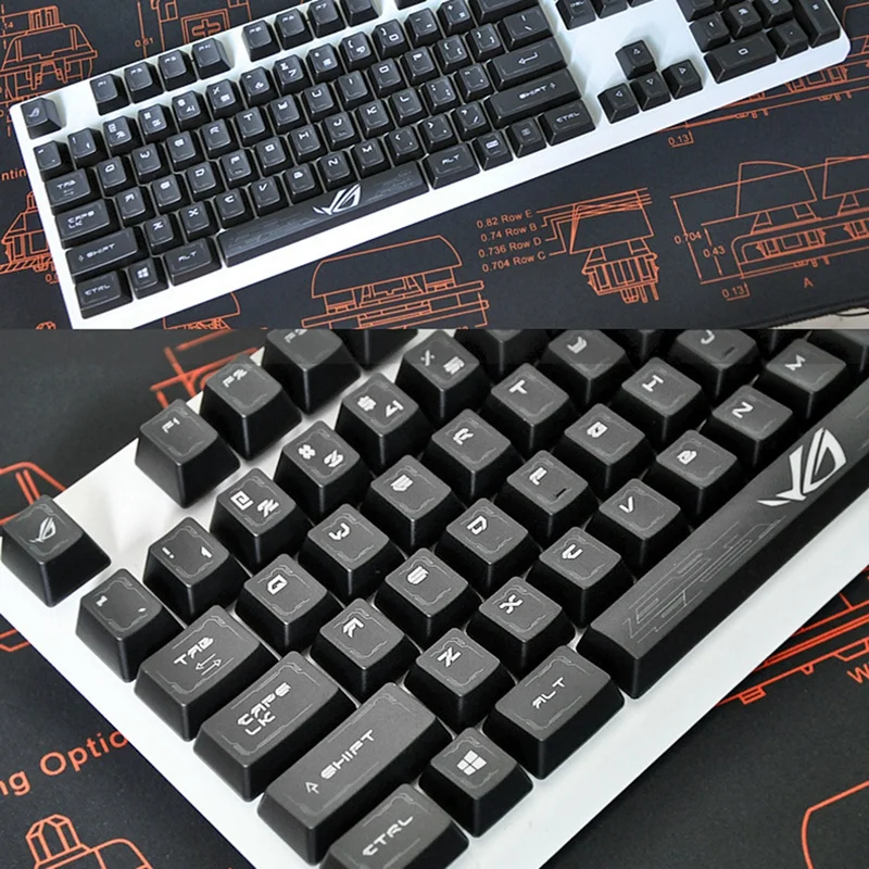 

104 Keys Gaming Backlit Keycap with Transparent Backlight ABS for Cherry6.25X Cross and Shaft Keyboard
