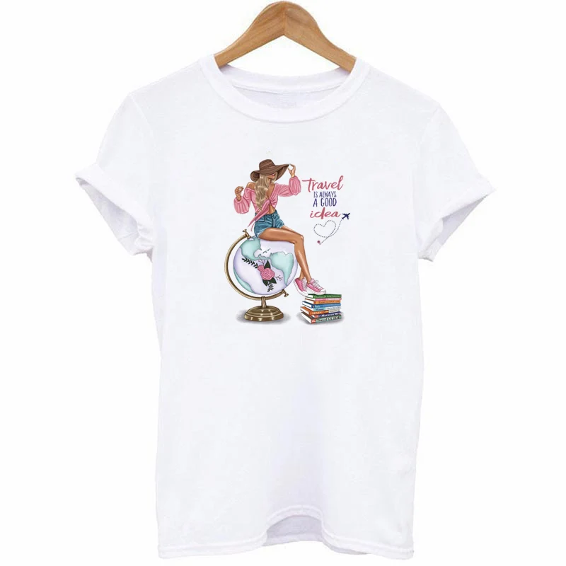 Iron On Transfer Clothes Travel Girl Vinyl Stickers Diy Heat Parches For T-Shirts New Globe Book Patch Thermal Press | Дом и сад