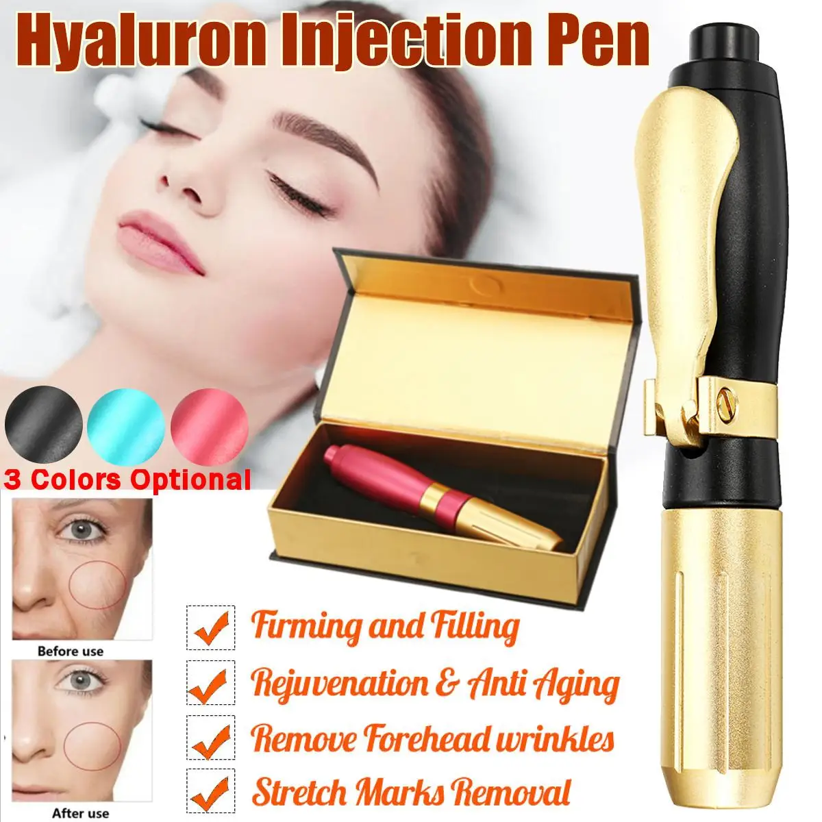 Гиалуроновая ручка для инъекций массажный атомайзер в комплекте кислотные