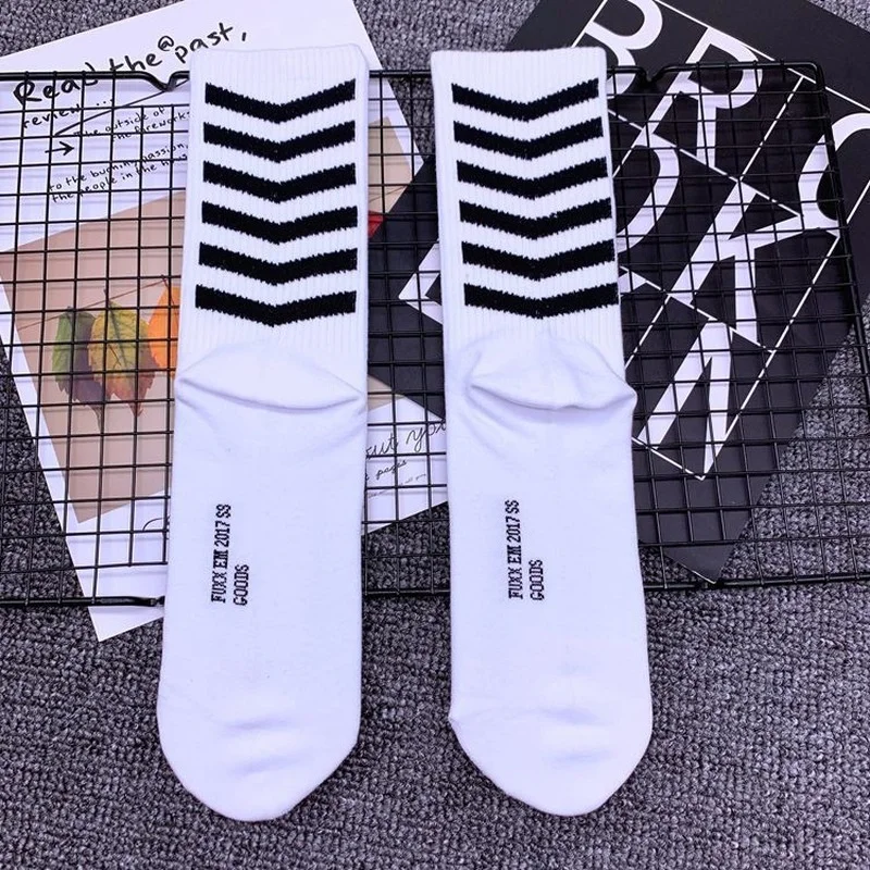 

Striped Men's Sock Street Standard Man Socks Fashion White Unisex Crew Casual Cotton Sox Adult Autumn Winter Classic Skarpetki