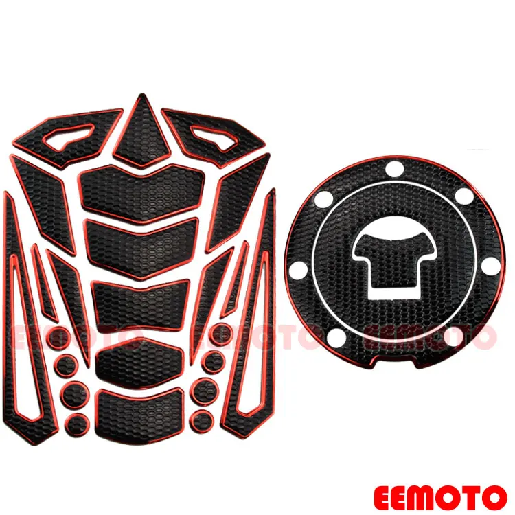 Type D Red Топливный бак мотоцикла Pad Protector газа Кепки Pad Переводные картинки Honda CB CBR 400 600 919 929 954 1000 1300 RR RC51 SP1 SP2 - Цвет: Type D Red