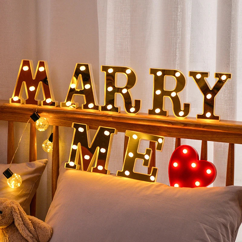 

Светодиодный ночник с буквами 26 дюймов, креативный светильник на батарейках с английским алфавитом, романтическое украшение для свадьбы, в...