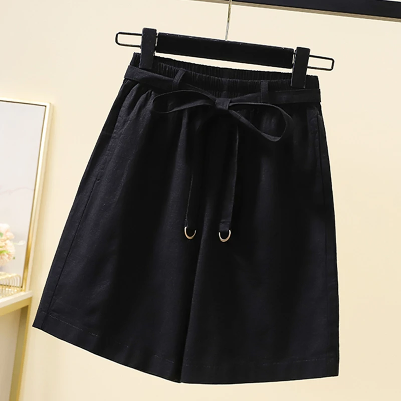 

Women's Summer Thin Pants Casual Wide Leg Pants Ladies Loose Knee Length White Black Trousers Plus Size Outerwear Capris XL-5XL