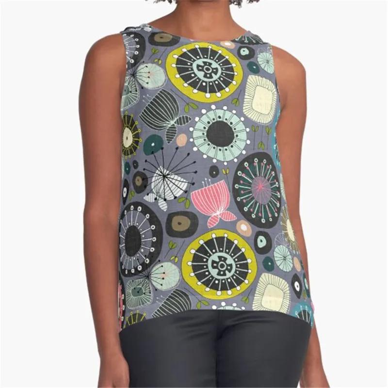 

Women Vintage Sleeveless T Shirt Black and white art Printed Summer O-neck tank tops Harajuku Pullover Vest Lady Tee Shirt tops