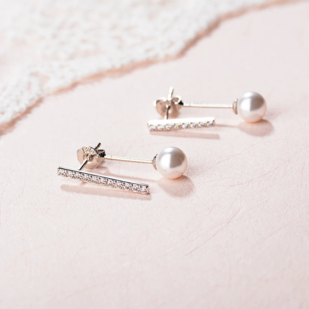 

SCALLOPED 2020 New Korean Zircon Metal Pearl Small Stud Earrings For Women Wedding Party Jewelry Dropshipping