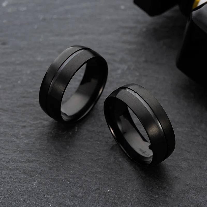 

New High-end Fashion Black Simple Ring Fashion Stainless Steel Rings Birthday Gift Party Mens Joyas De Hombre Jewelry