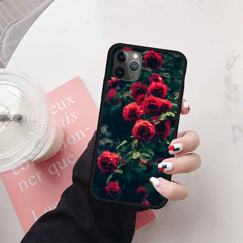 

Red rose floral Phone Case for iPhone 11 12 mini pro XS MAX 8 7 6 6S Plus X 5S SE 2020 XR