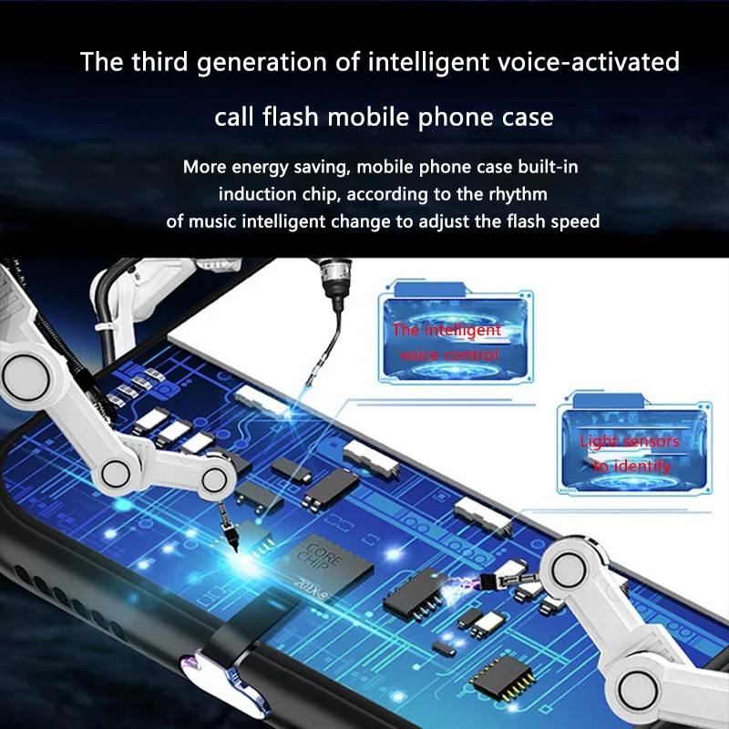 

Phone Protective Case Phone Case for iPhone12 Pro Smart Voice-Activated Induction Light-Emitting Phone Case Cute Cartoon