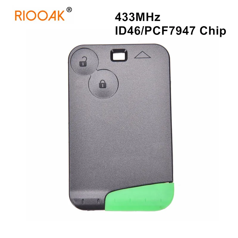 

2 Buttons Smart Card for Renault Laguna Remote Key Fob 433MHz ID46 PCF7947 Chip