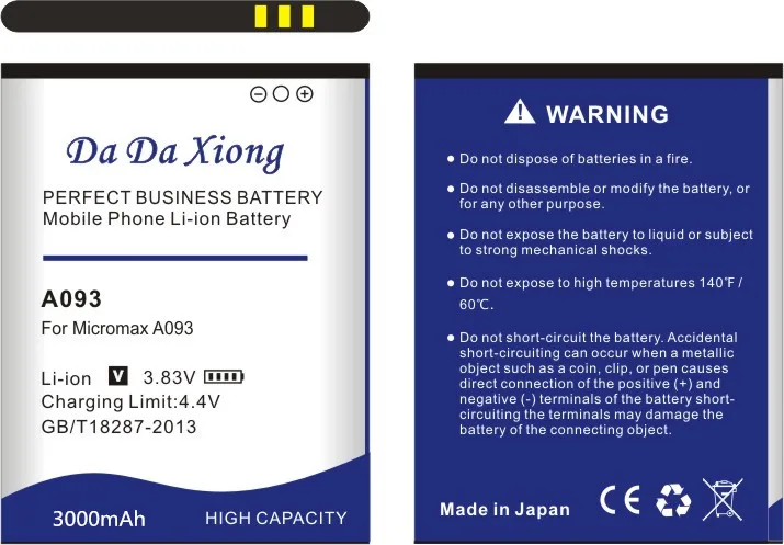 Аккумулятор DaDaXiong 3000 мАч Micromax A093 для телефона | Мобильные телефоны и аксессуары