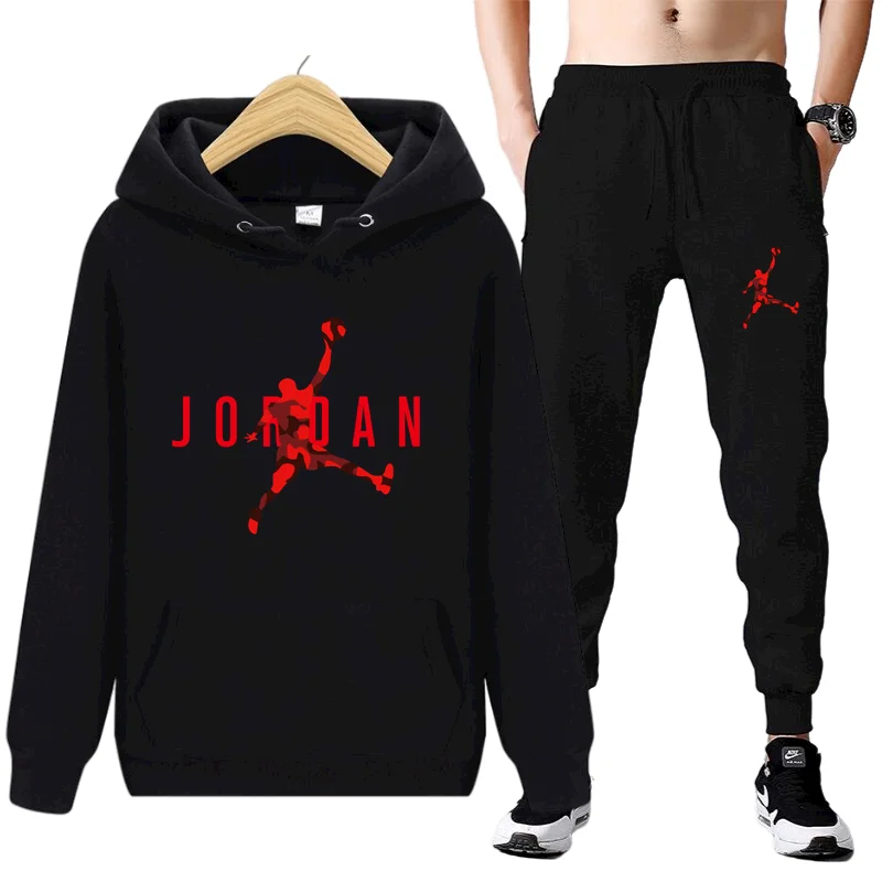 

Track suit men's fashion hoodie men's suit men's sweatshirt + sweatpants autumn and winter fleece hooded pullover 2-piece set