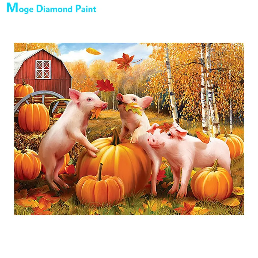 Деревенская ферма тыква свинка алмазная живопись Круглая Полная Картина