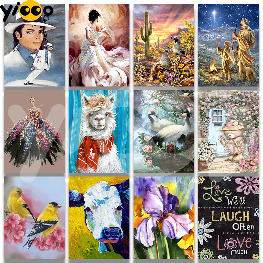 

Full Square/Round Diamond Embroidery Dress Alpaca Crane Bear Cow Iris 5D Diamond Painting Rhinestone Mosaic Home Decor Gift