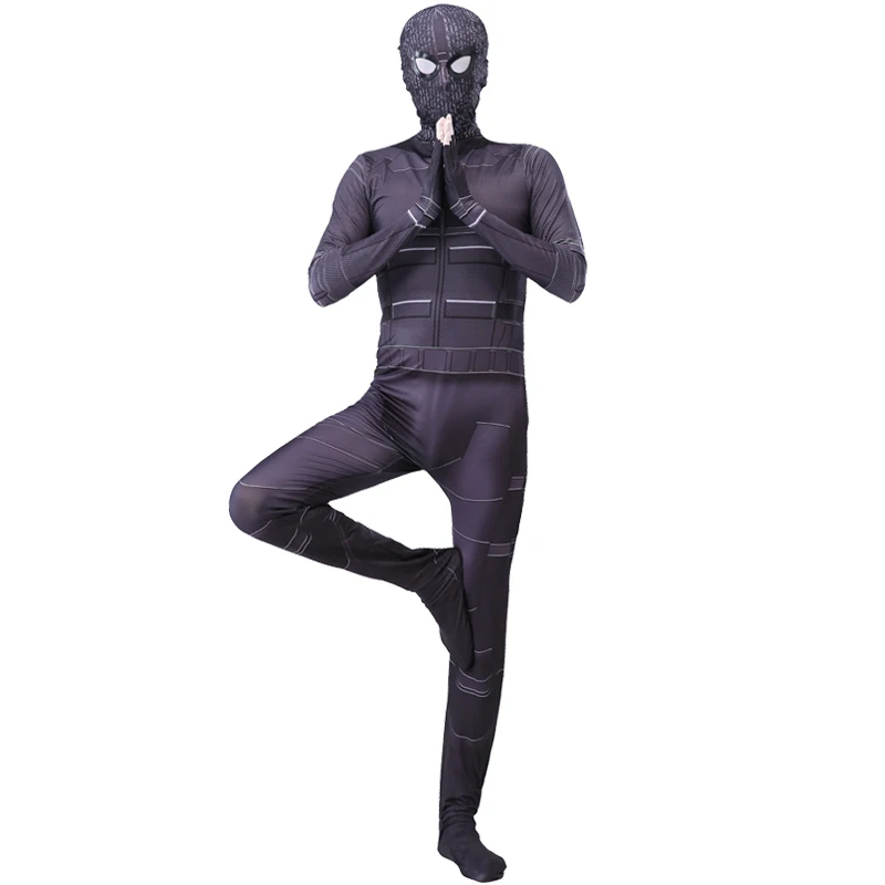 Хэллоуин новая детская Spiderboy с маской бальные костюмы для взрослых и детей черный