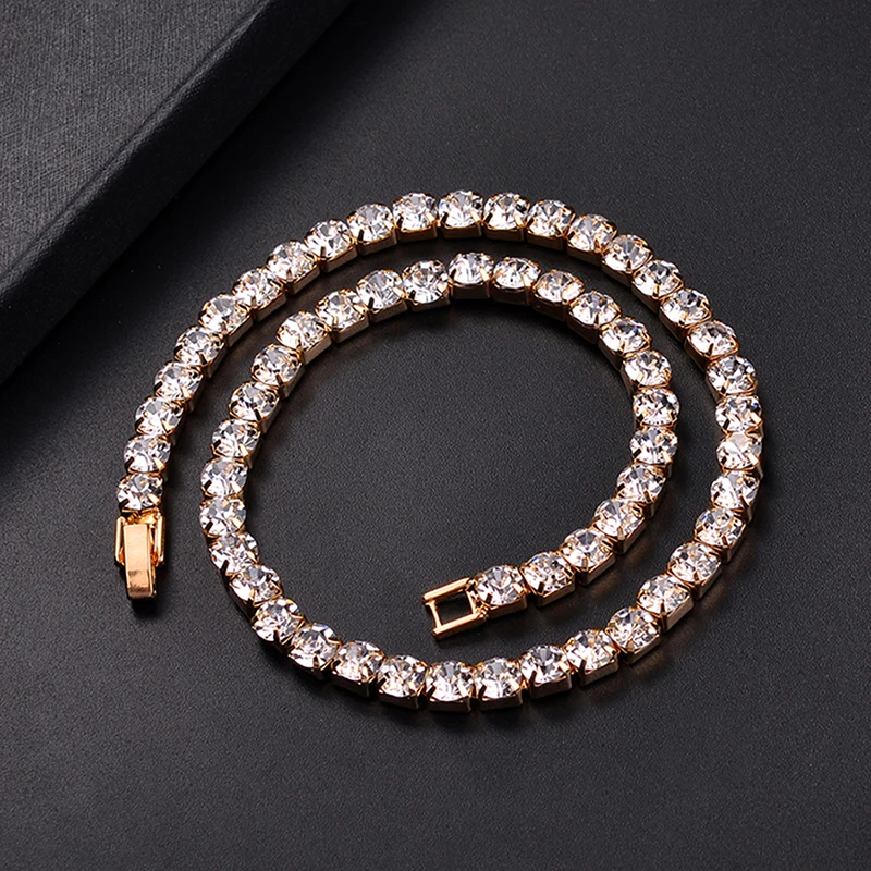 1 ряд стразы колье блестящая Цепочка с кристаллами роскошные ювелирные изделия