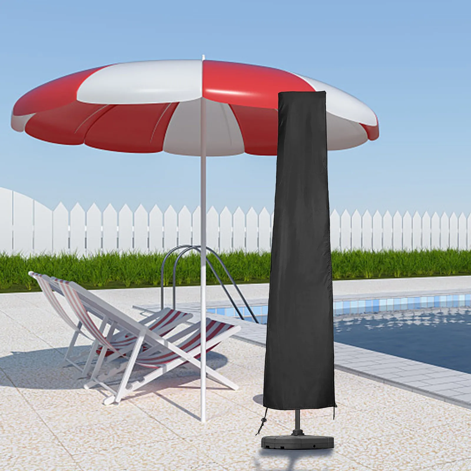 Черная водонепроницаемая ткань Оксфорд открытый зонтик крышка тент сад