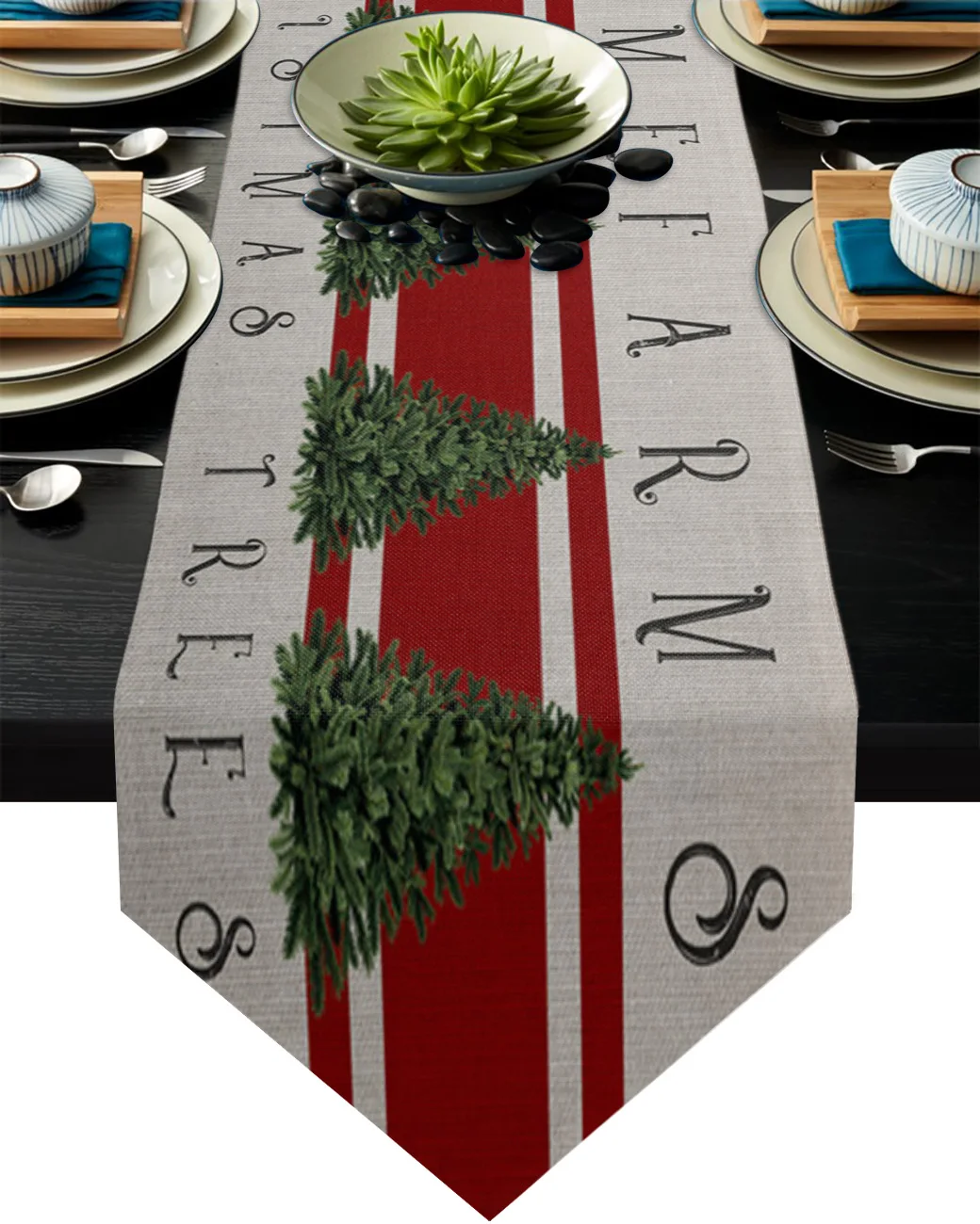 Дорожка на стол с изображением рождественской елки для дома и кухни Декоративная