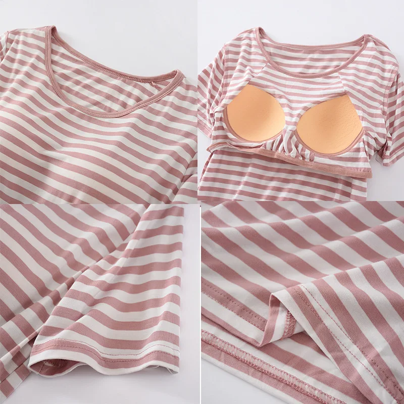 

NEW women Pajamas / housewear With chest pad set of 2 SOFT modal short T-shirt with pocket