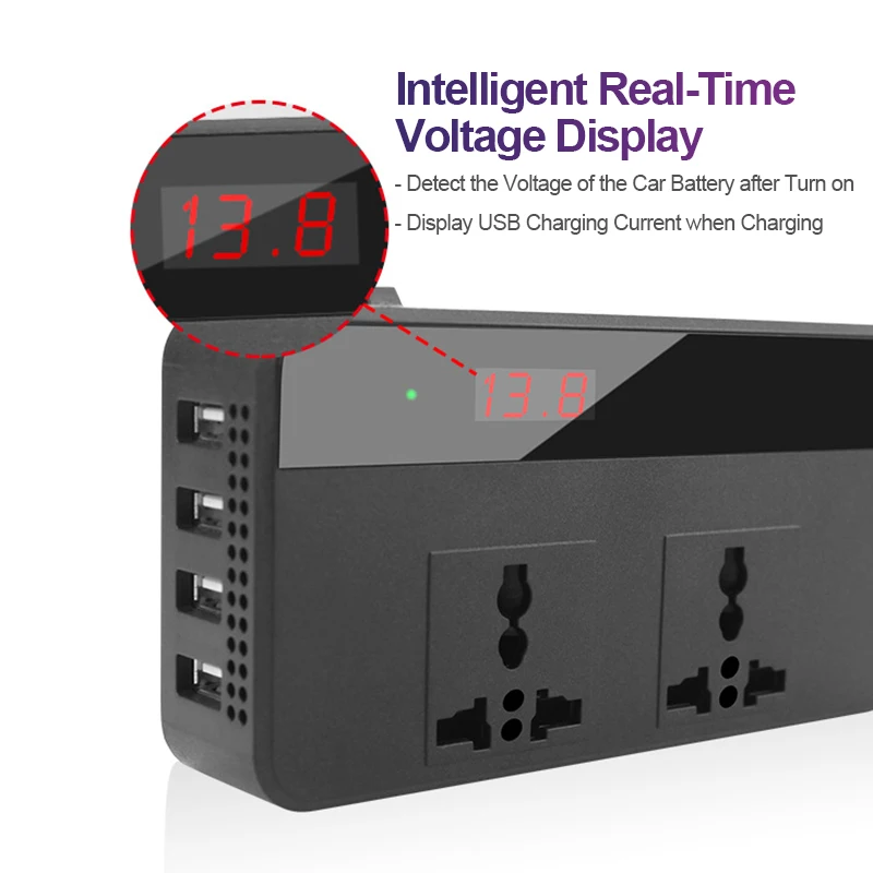 200w car power inverter 12v 220v with digital display 4 usb converter adapter modified sine wave universal socket free global shipping