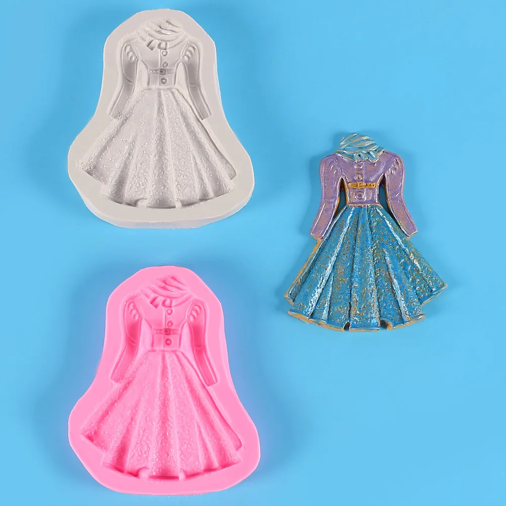 

Dress DIY Fondant Silicone Mold Cake Mode Kitchen Baking Making Chocolate Patisserie Mould Girl Birthday Party Decoration