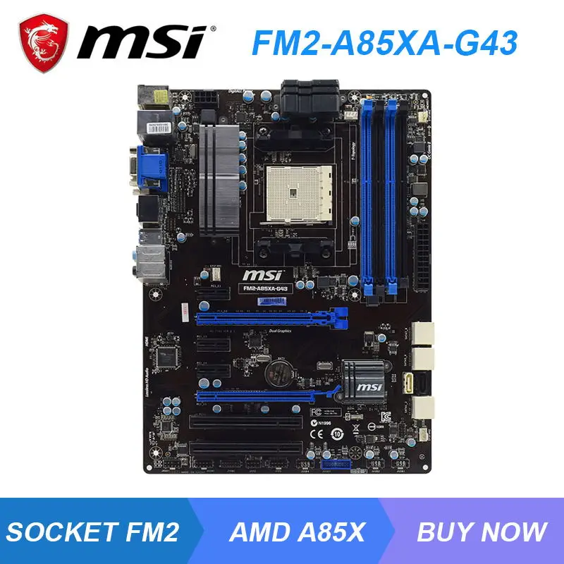 

MSI FM2-A85XA-G43 Socket FM2 AMD A85X Original PC Motherboard DDR3 64GB PCI-E 3.0 USB3.0 SATA2 ATX A6-7400K A10-7850K Cpus