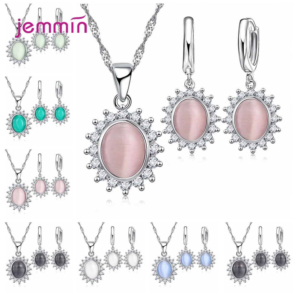 Женский комплект украшений с большим опалом наборы свадебных из серебра 925 пробы