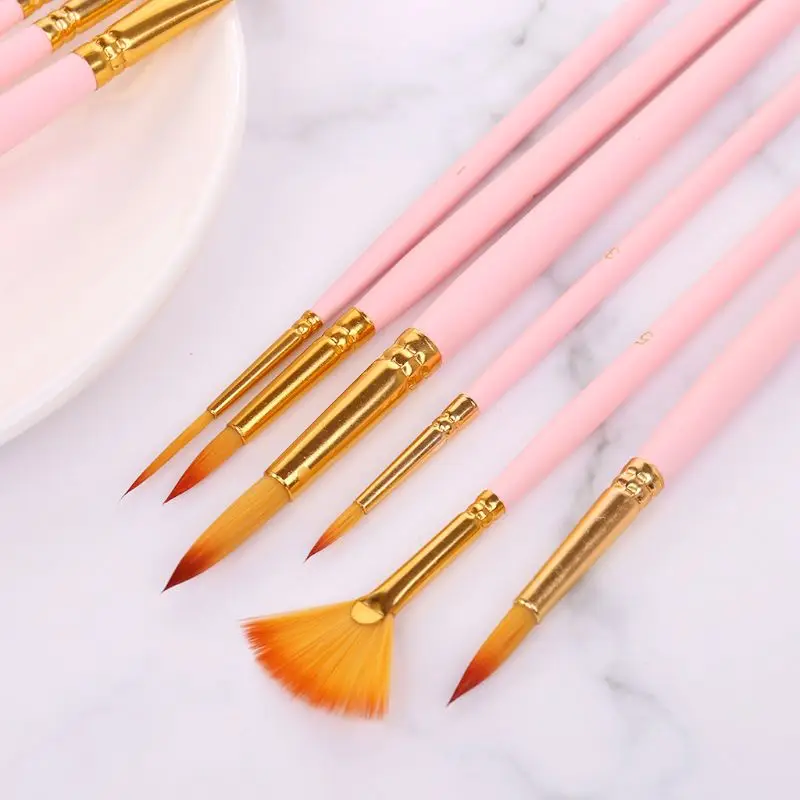 

12pcs Paint Brushes Fine Nylon Hair Round Filbert Angel Flat Paintbrushes Tools
