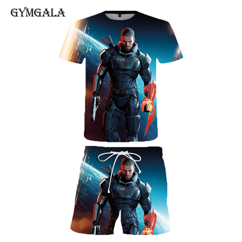 

Anime Game Men Women T-shirt Mass Effect Unisex Boy girl 3D T Shirt Breathable Quick-drying Soft Summer beach pants shorts suit