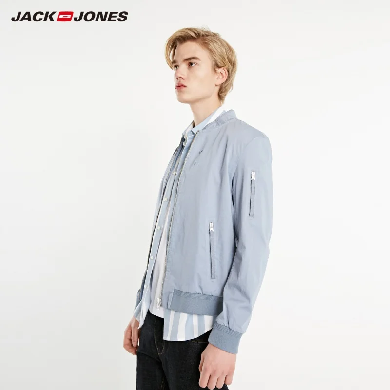 JackJones Мужская однотонная модная прямая бейсбольная куртка с воротником 219121572 |